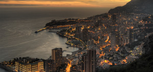 Aerial View of Monaco at Night