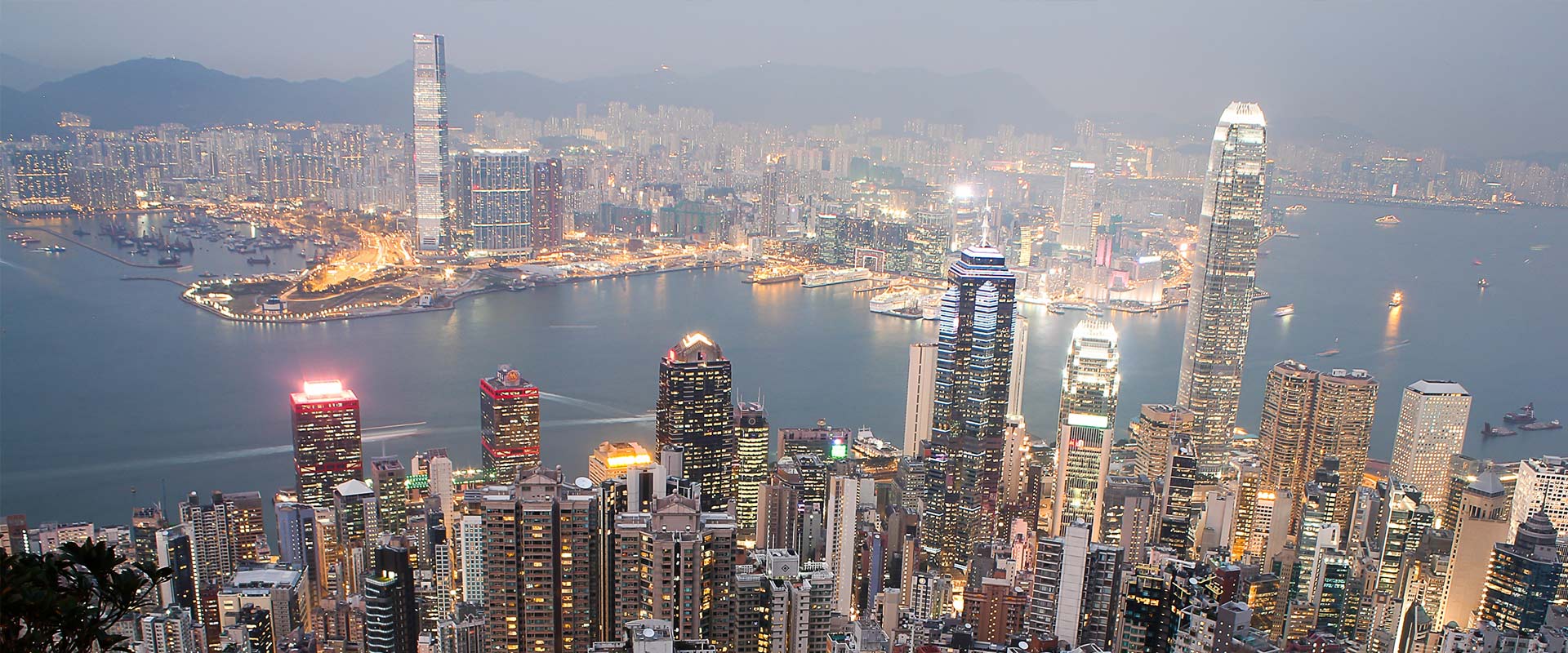 Aerial View of Hong Kong at Night